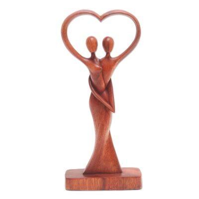 Falling in Love,'Hand Crafted Romantic Suar Wood Sculpture'