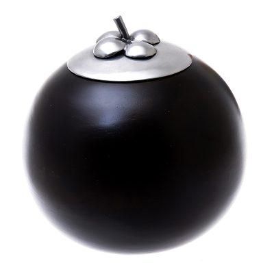 The Mangosteen,'Fruit-Shaped Wood and Pewter Decorative Jar (4 in.)'