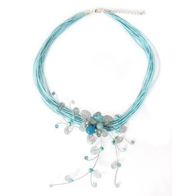 Quartz and aquamarine choker, 'Floral Joy' - Floral Quartz Necklace