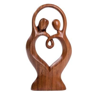 Happier Dancing,'Romantic Suar Wood Statuette from Bali'