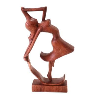 Dancing Woman,'Hand Carved Wood Statue of Woman Dancing'