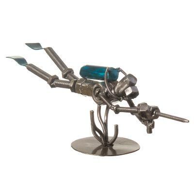 Recycled metal sculpture, 'Rustic Scuba Diver'