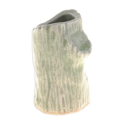 Faux Bois,'Handcrafted Celadon Bud Vase'