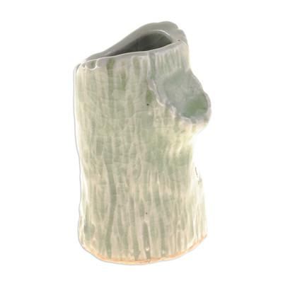 Faux Bois,'Handcrafted Celadon Bud Vase'