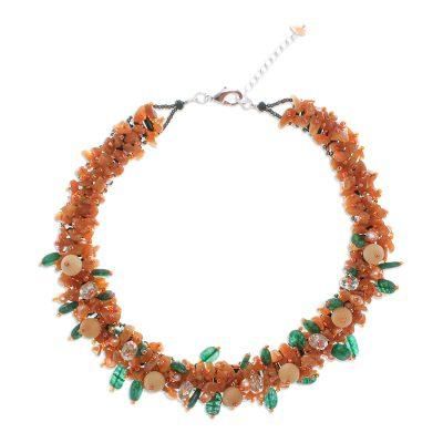 Orange Paradise,'Handcrafted Multi-Gemstone Orange Beaded Necklace'