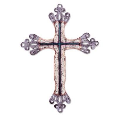 Steel wall art, 'Celestial Cross' - Christianity Steel Cross