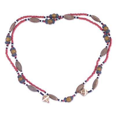Ways to Love,'Handcrafted Red Glass and Plastic Beaded Necklace'