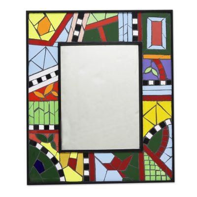 Modern Artifact,'Modern Art-Inspired Ceramic Mosaic Wall Mirror'
