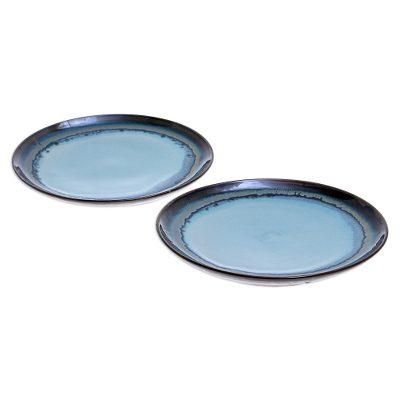 Blue Crush,'Hand Made Indigo Ceramic Salad Plates (Pair)'