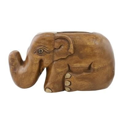 Elephant Sits Down,'Hand Carved Raintree Wood Elephant Card Holder Thailand'
