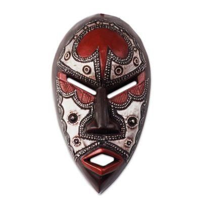 African Lover,'African Wood and Aluminum Mask from Ghana'