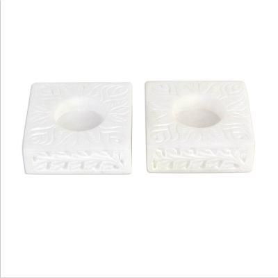 White Garden,'Square Marble Tealight Holder with Engraved Vines (Pair)'