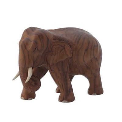 Purposeful Elephant,'Teak sculpture'