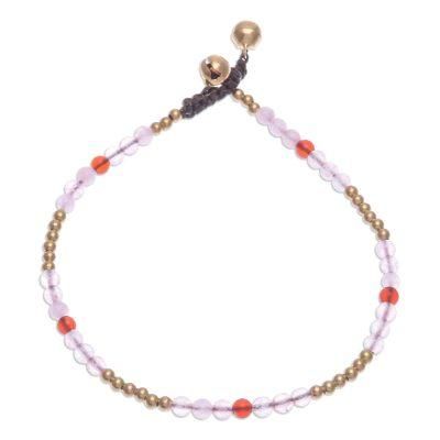 Sweetest Friend,'Rose Quartz and Carnelian Beaded Anklet'