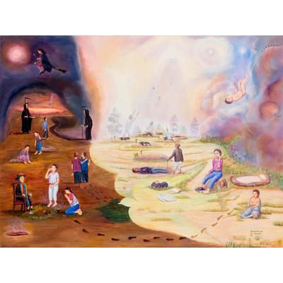 From Birth to Death,'Signed Original Allegorical Oil Painting of the Life Cycle'