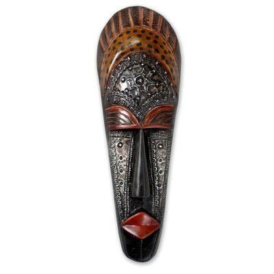 Ivoirian wood mask, 'Queen Aura Poka' - Hand Carved Ivoirian Wood Mask