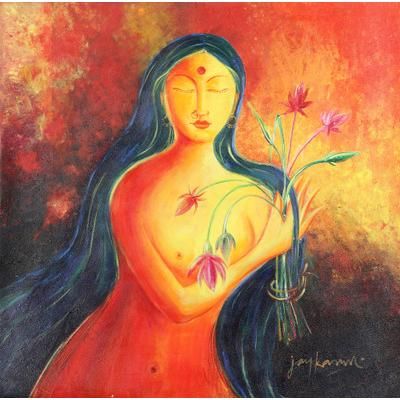 Hope of Love,'Signed Acrylic Expressionist Painting of a Woman'