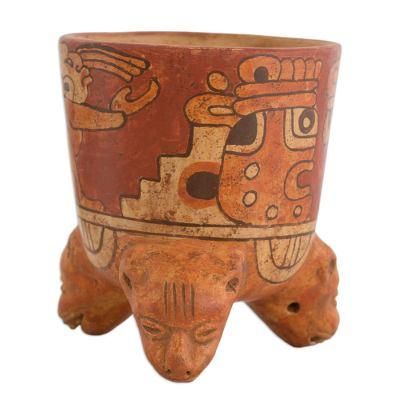 Maya Divinity,'Archaeological Ceramic Bowl Centerpiece from Central America'