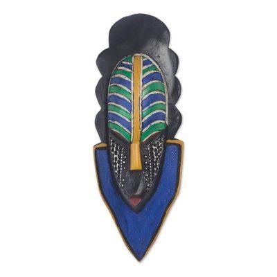 Cute Person,'Colorful Striped African Wood Mask from Ghana'