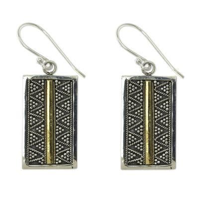 Gold accent dangle earrings, 'Temple Gate'