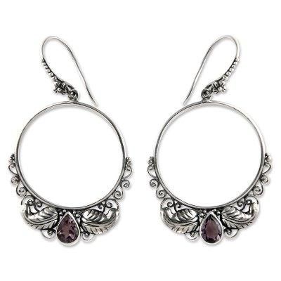 'Moon Garden' - Handmade Sterling Silver and Amethyst Dangle Earrings