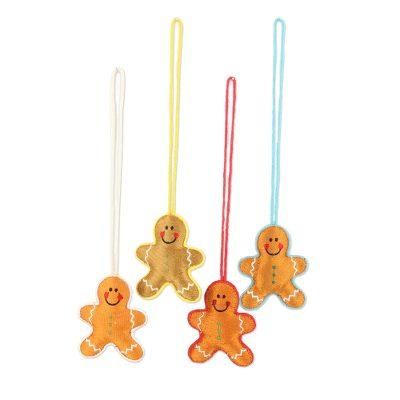 Sweet Holiday,'Embroidered Wool Gingerbread Men Ornaments (Set of 4)'