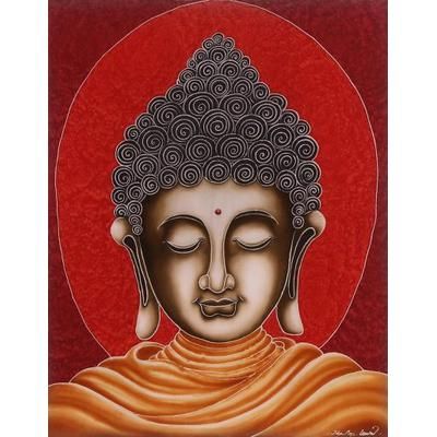 Calm Buddha,'Batik Cotton Buddha Wall Hanging'