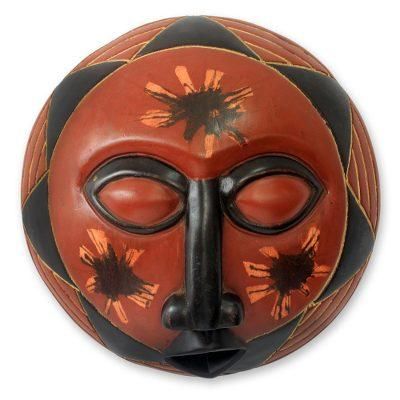 African wood mask, 'Happy Sun'