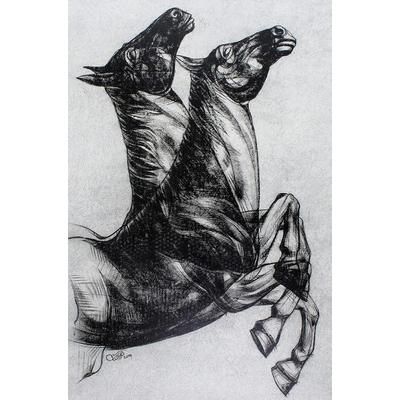 Moving Horse,'Black and White Surrealist Horse Painting (2019)'