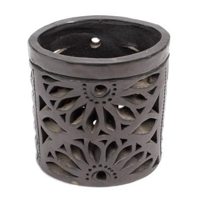 Oaxacan Ellipse,'Oaxaca Barro Negro Ceramic Oval Pencil Holder'
