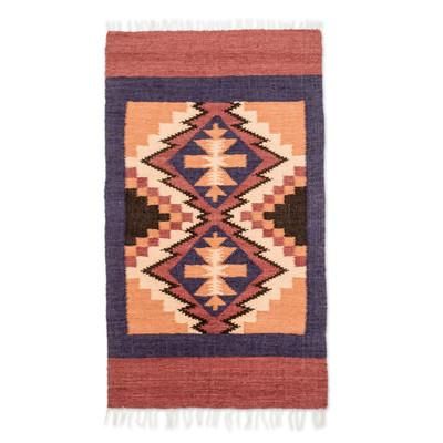 Ancestral Diamonds,'Handloomed Acrylic Geometric Area Rug in Brown (2.5x4.5)'