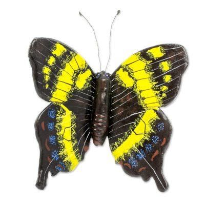 Yellow Swallowtail Butterfly,'Handcrafted Ceramic Yellow Swallowtail Butterfly Sculpture'