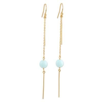 Golden Rain,'Gold-Plated Chalcedony Dangle Earrings'