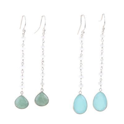 'Polished Multi-Gemstone Dangle Earrings (Set of 2)'