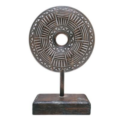 Time Voyage,'Traditional Hand-Carved Albesia Wood Sculpture from Bali'
