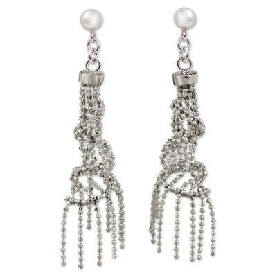 Raining Helixes,'Sterling Silver Helix Shape Dangle Earrings from Thailand'