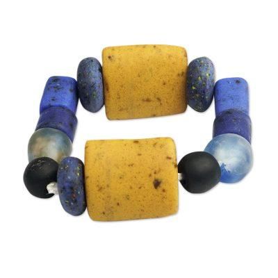 Electric Spark,'Artisan Crafted Recycled Glass Beaded Bracelet'