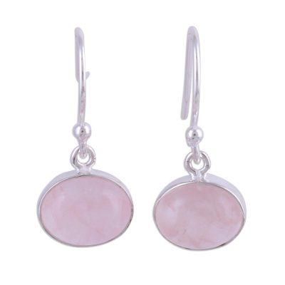 Pink Aurora,'Dangle Earrings with Sterling Silver and Rose Quartz'
