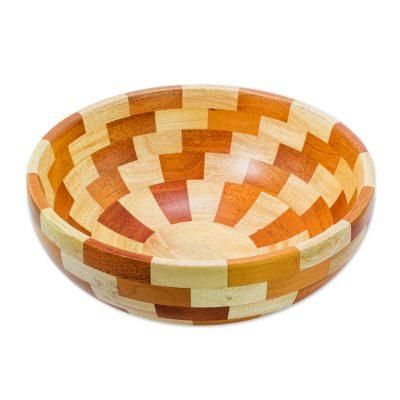 Mahogany wood bowl, 'Stairway of Nature'