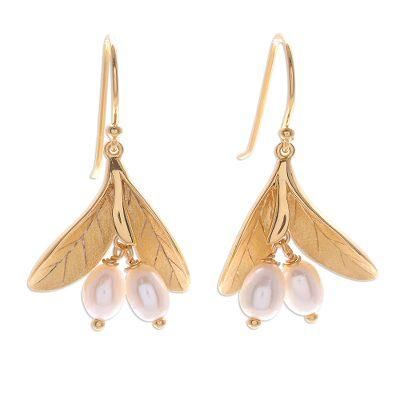 Bearing Fruit,'Gold-Plated Cultured Pearl Dangle Earrings'