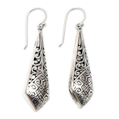 Fashion Plate,'Balinese Sterling Silver Dangle Earrings'