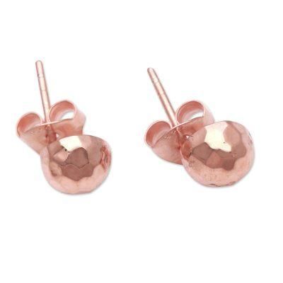Hammered Domes,'Domed Rose Gold Plated Sterling Silver Stud Earrings'