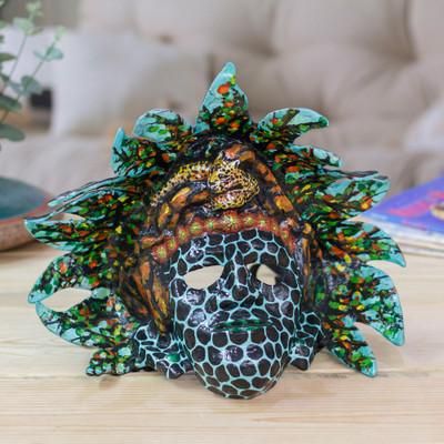 Pakal,'Painted and Lacquered Papier Mache Mayan Governor Pakal Mask'