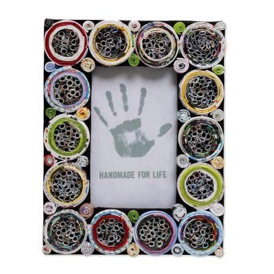 Memory Circles,'3x5 Recycled Paper Circle Motif Photo Frame from Bali'