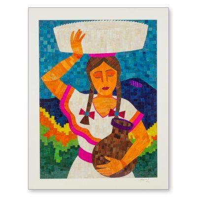 Natural fiber collage, 'Nicaraguan Merchant Woman'