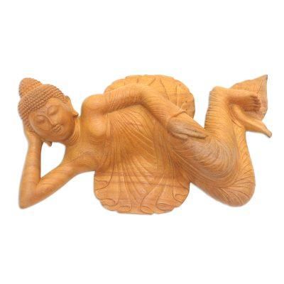 Buddha at Peace,'Hand Carved Crocodile Wood Buddha Sculpture'