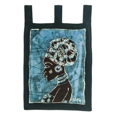 Obaa Sima,'Blue Batik Cotton Wall Hanging'