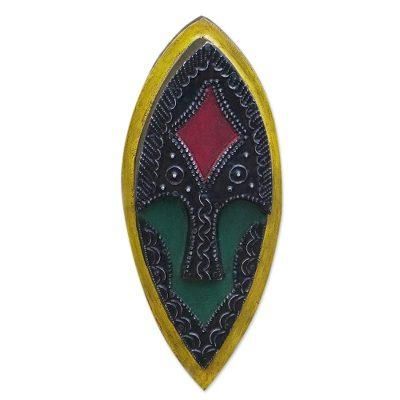 Oblong Shadow II,'Hand-Painted Sese Wood Mask from Ghana'