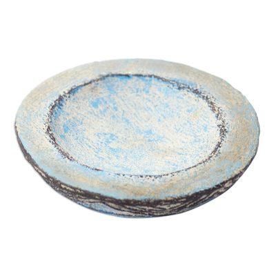 Blue Ewe Agbah,'Hand Crafted Aged Ceramic Catchall For Decorative Use Only'