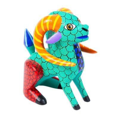 Bold Cimarron,'Hand-Carved Bighorn Sheep Alebrije'